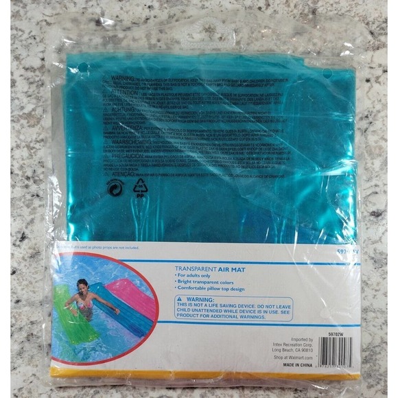 Sand N Sun Air Mattress Pool Float Blue Inflatable Transparent Raft Adult 6 Ft - Picture 2 of 6